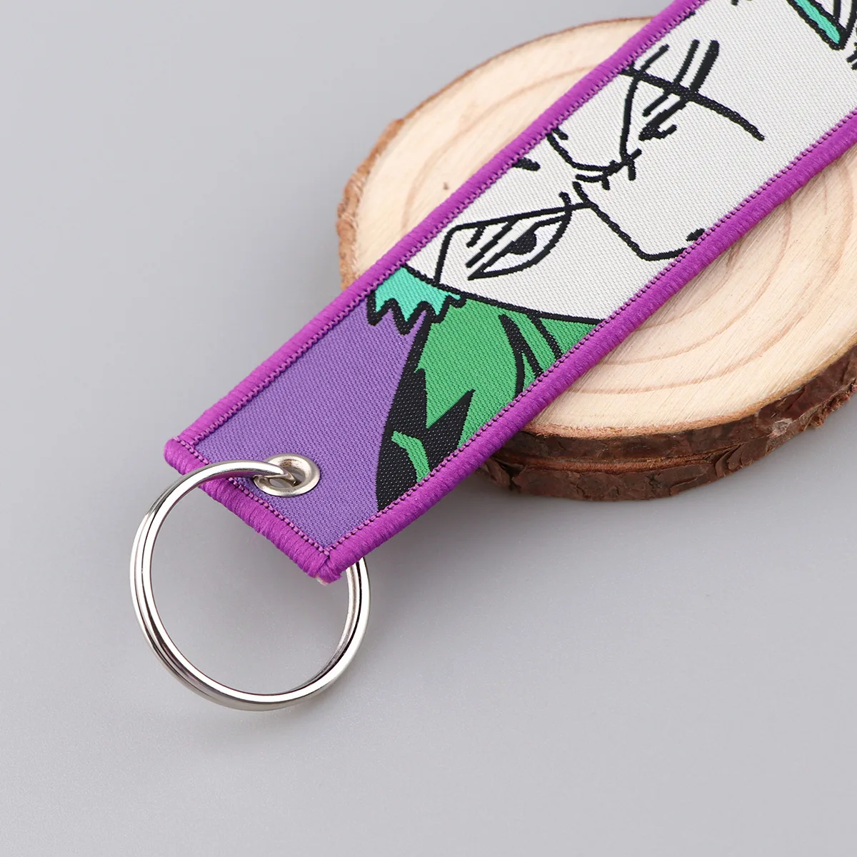 15 Design Wholesale Luffy Zoro  Fabric Embroidery Woven Keychains Cartoon Nami Chopper Anime Key Ring Tag Car Key Chain in Stock