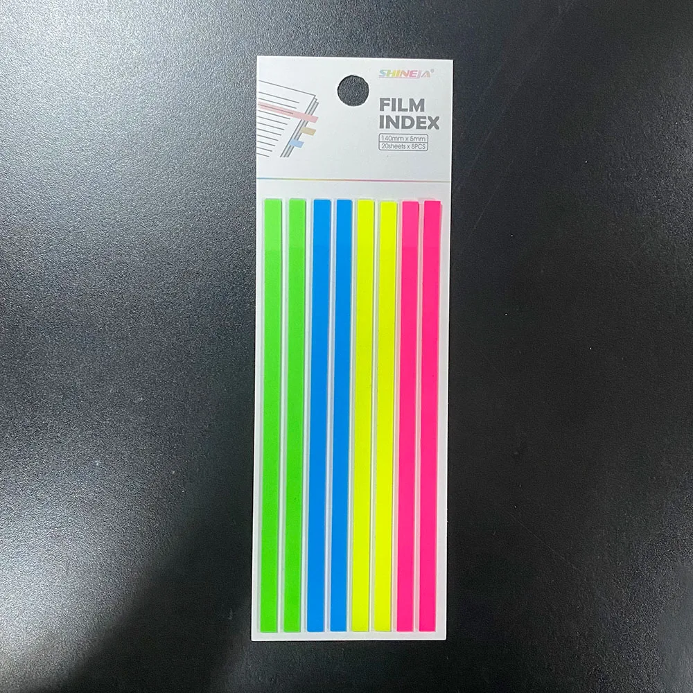 Custom logo pet transparent film index plastic self-adhesive long highlighting sticky notes stripe pet transparent