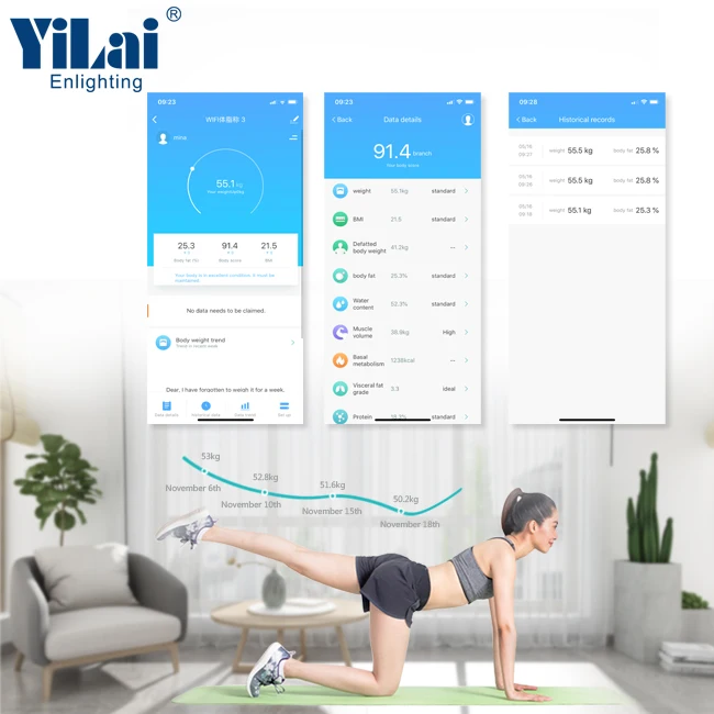 Electronic Digital LCD display backlit scale healthkit balanza para pesar alimentos Body Fat Smart WIFI Scale