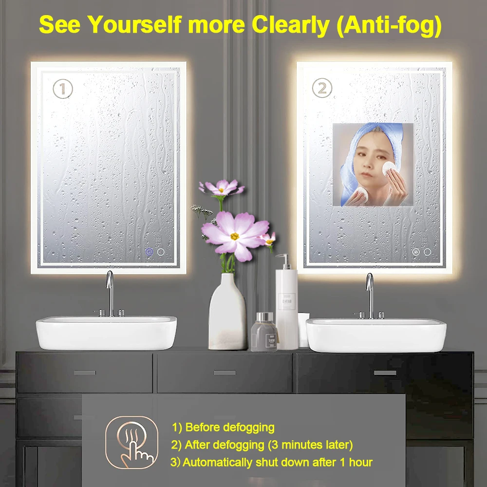 New Design Luxury Wall Modern Bath Large Oversized Ornate Black Bedroom For Decoration Smart Bathroom Mirror
