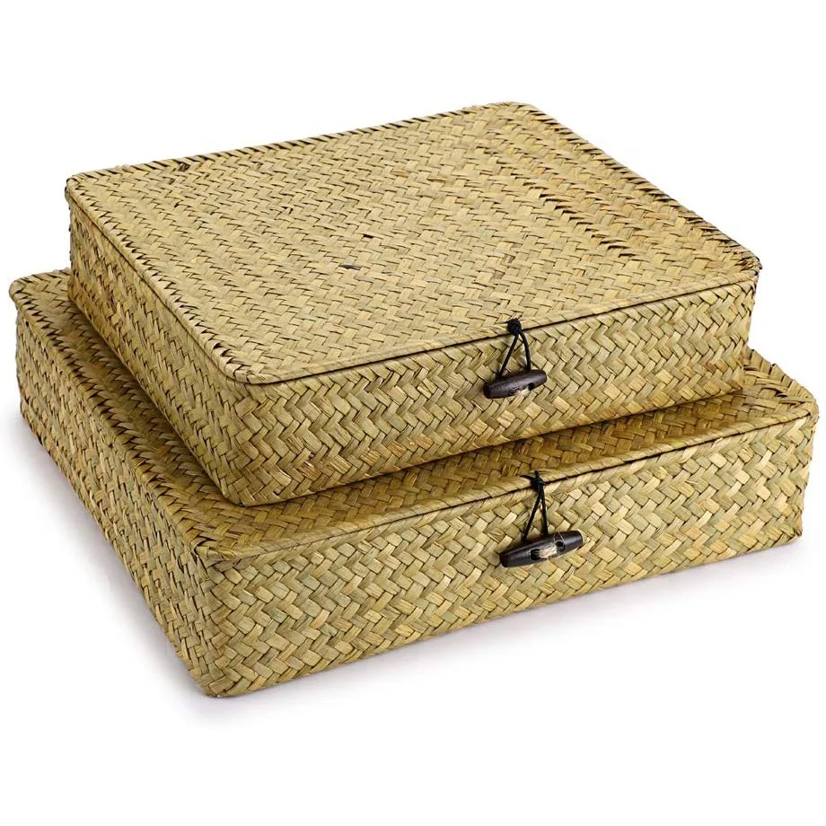 Плетеная пластиковая корзина для белья ручной работы с крышкой