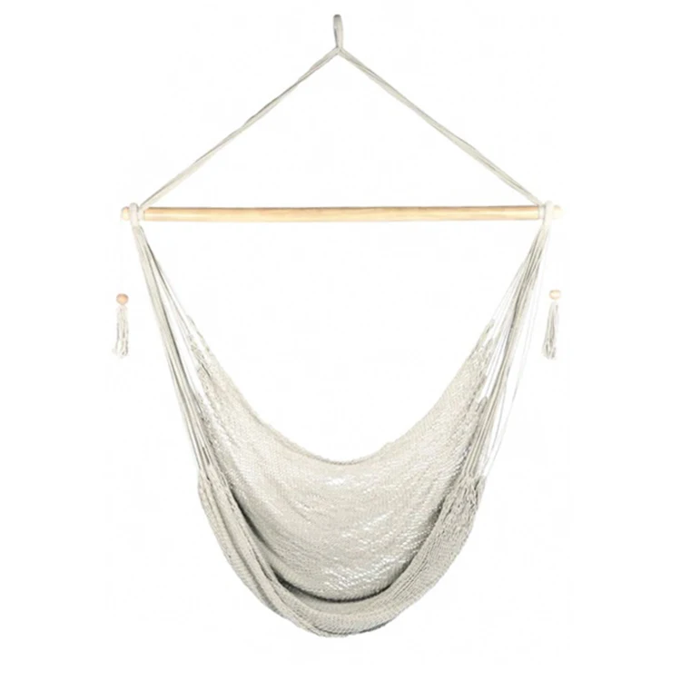 Outdoor Indoor Garden Hammock White Rope Cotton Macrame Hanging Swing Chair