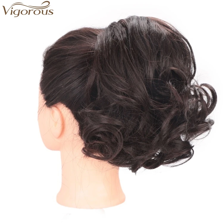 Vigorous Short Natural Wavy 2 Clips In Tail Hair Ponytail Hairpiece Wrap Round With Hairpins Synthetic Ponytail Extensions