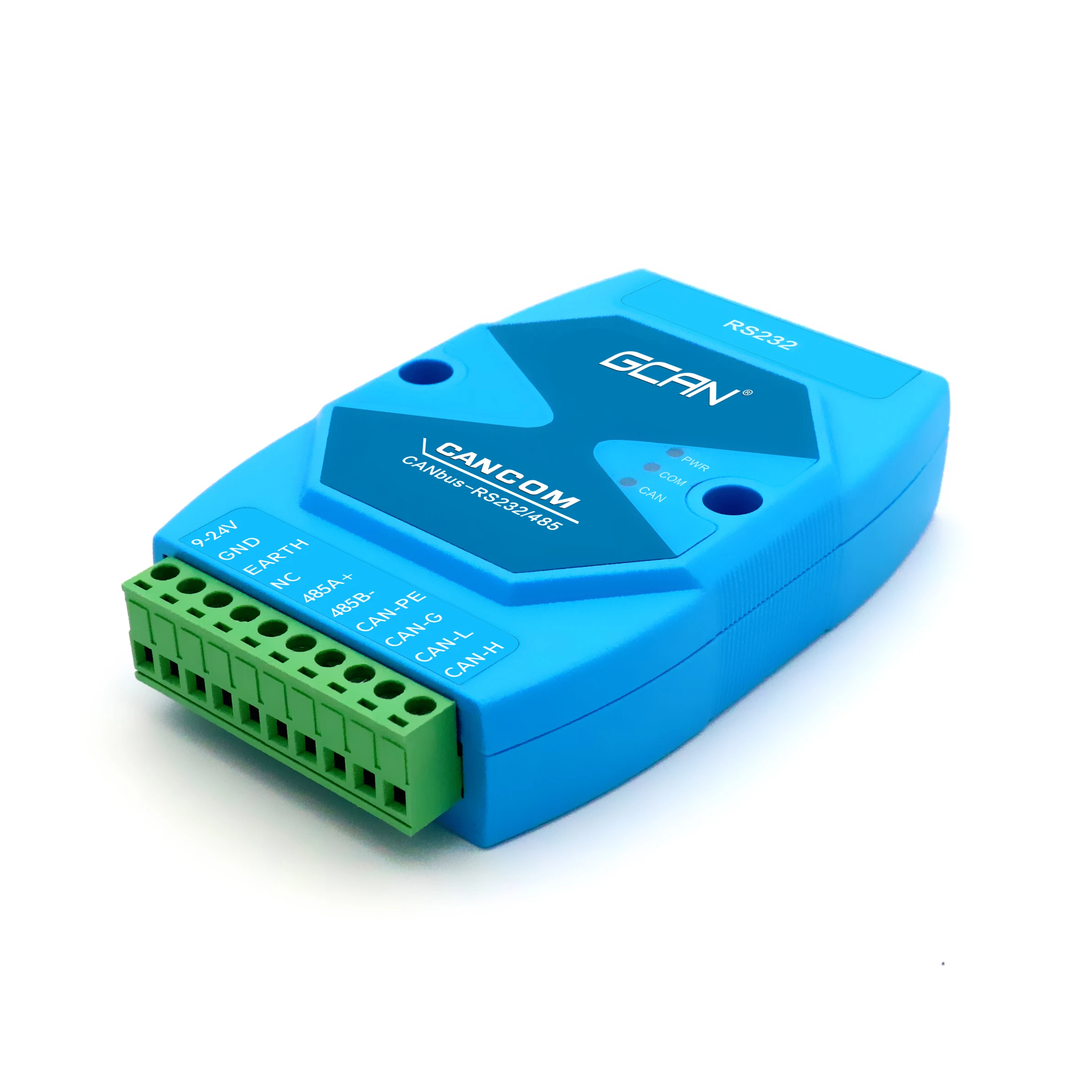 portable blue plastic standard CAN bus to RS232 or RS485 device converter GCAN-207