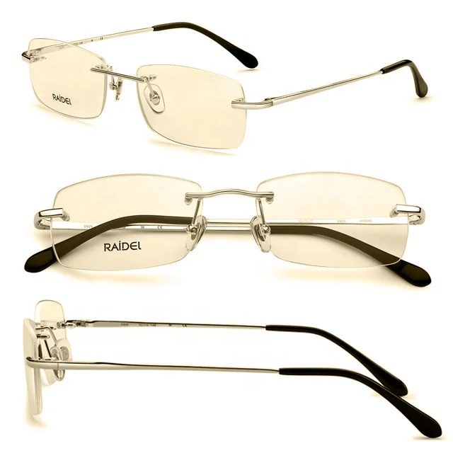 
Fashion Rimless S925 Silver Optical Frames Eyeglasses with Blue Light Blocking Lens 
