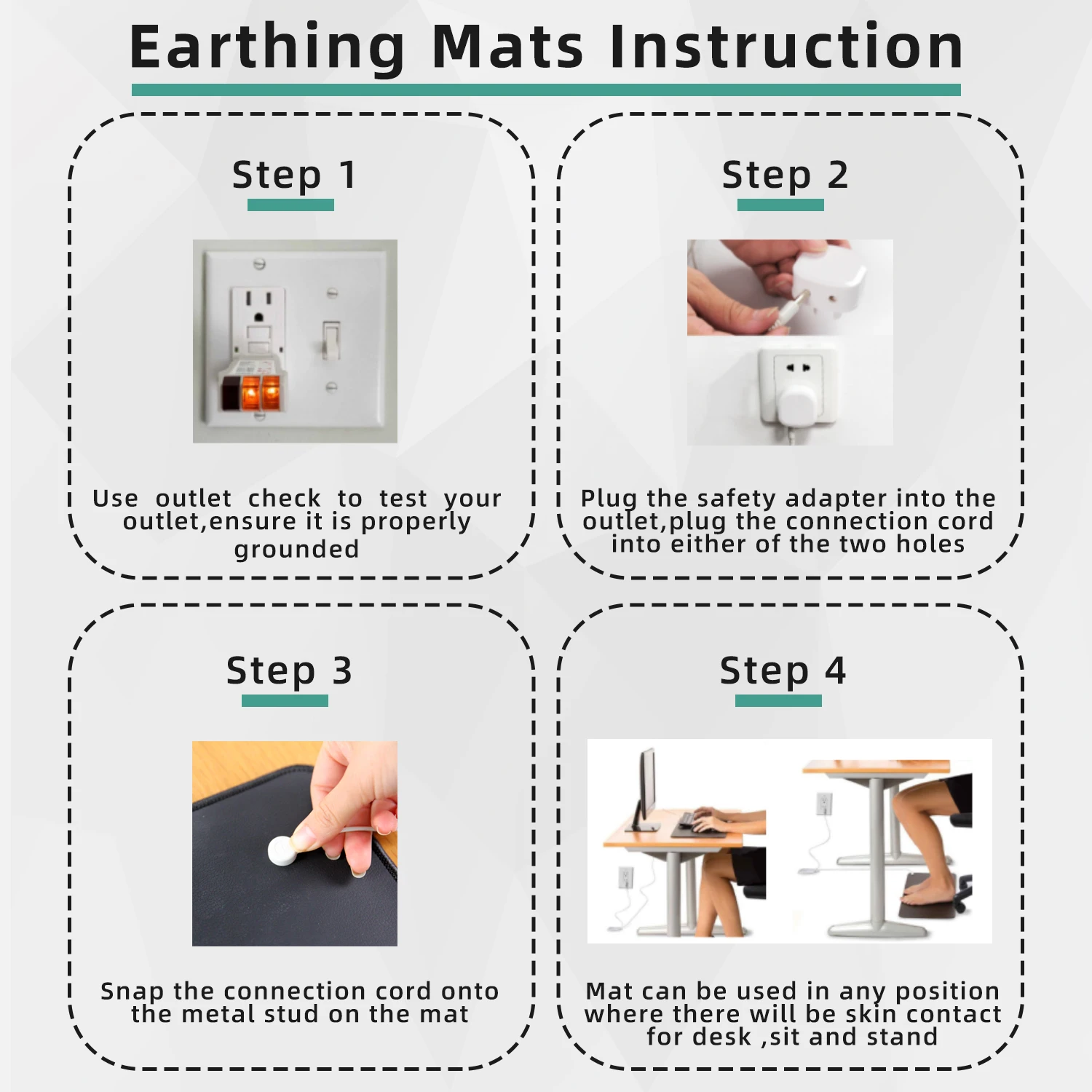 Non Slip PU Leather Rubber Grounding Mat Earthing Yoga Connect With Cord Mat Mouse Pad Therapy For Relieve Stress And Pain