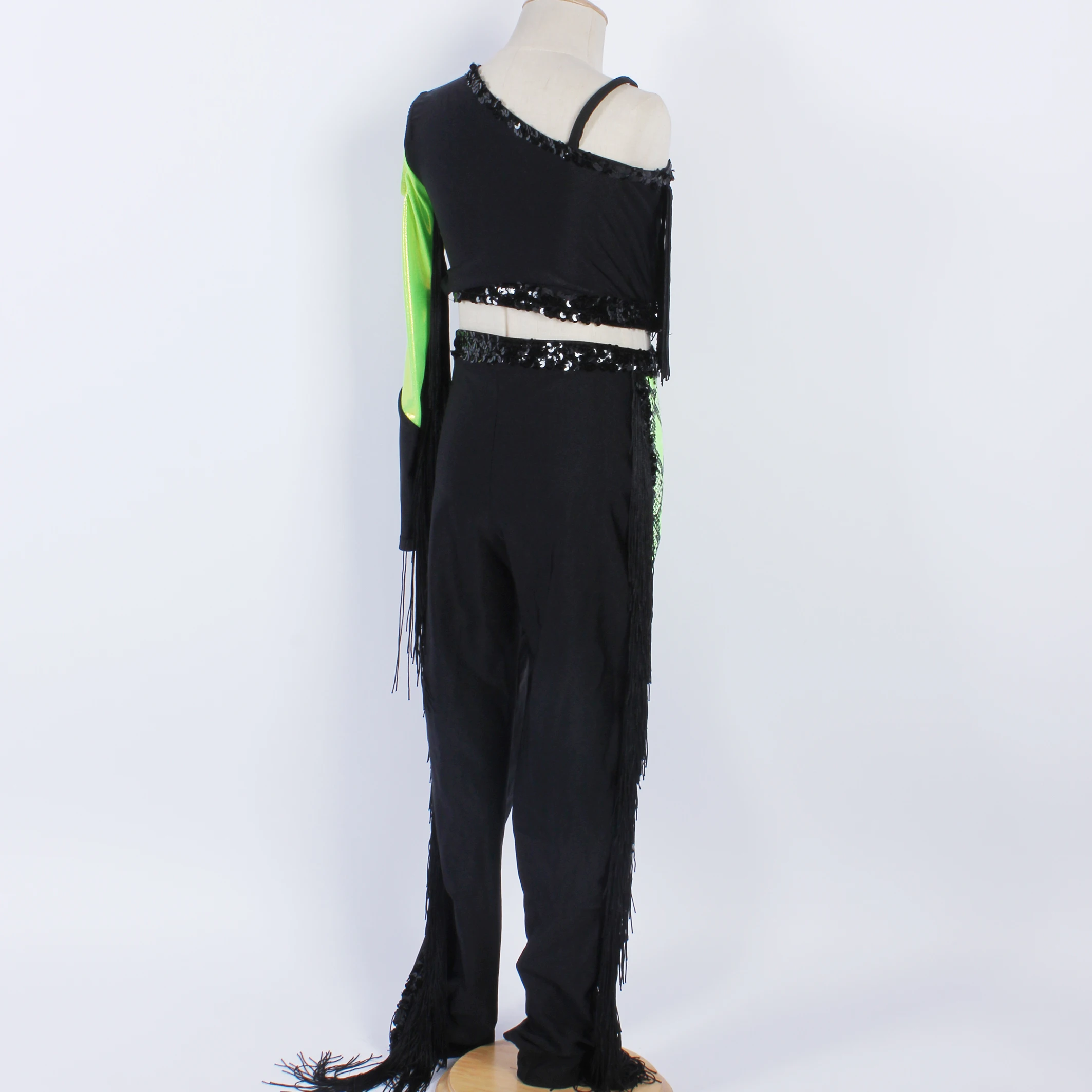 shiny foil dance snake print leotard black sequin tassel dance costume Crazy primitive man stage performance jazz dance wear