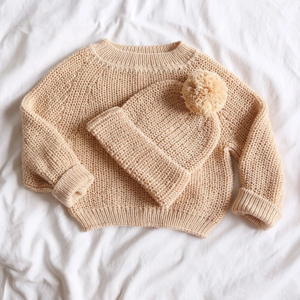 Private label Toddler newborn knit pattern baby jumper knit baby sweater  sweater knitting patterns set