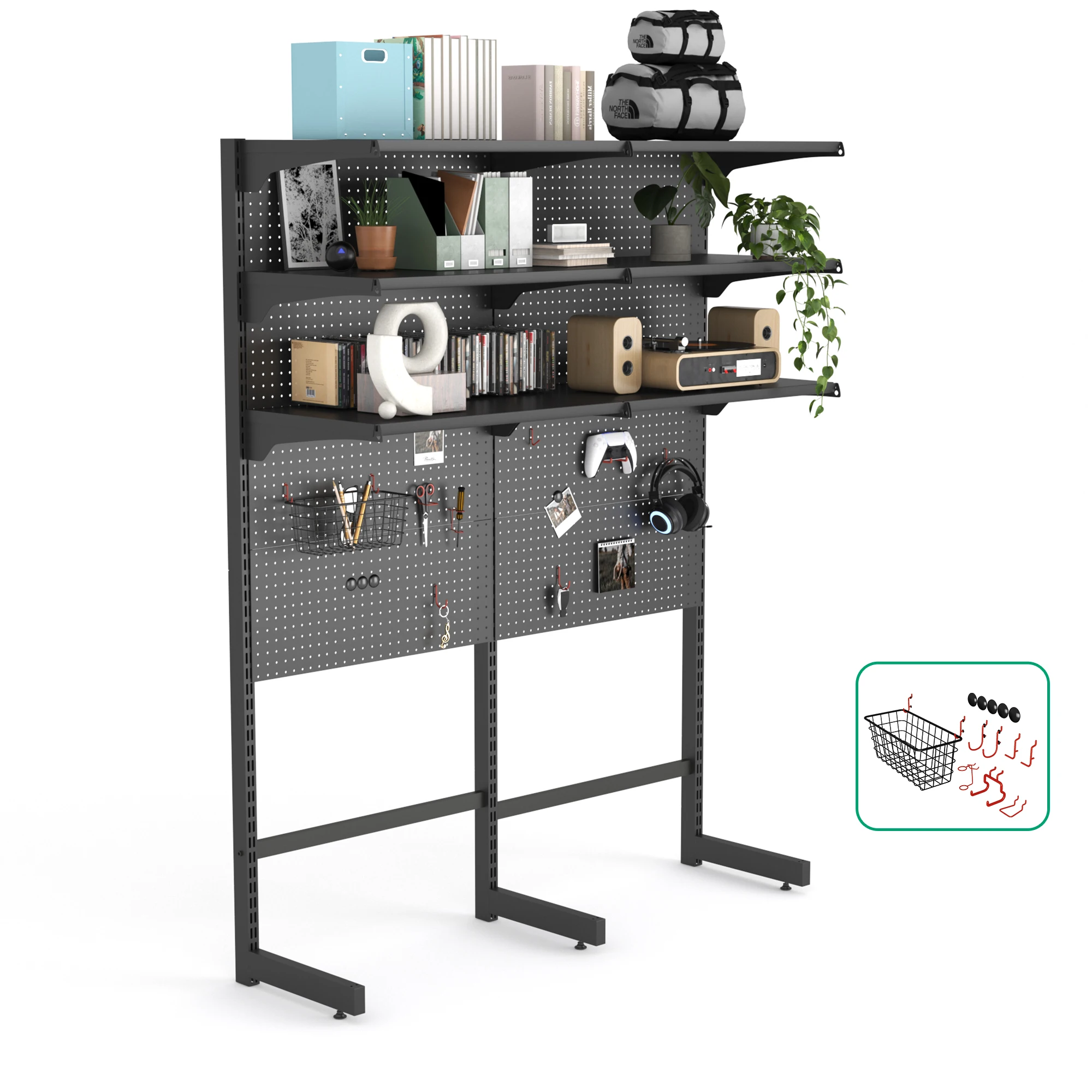 Living room DIY storage desk shelf iron metal floor type steady display rack shelves multifunction shelving units for home use