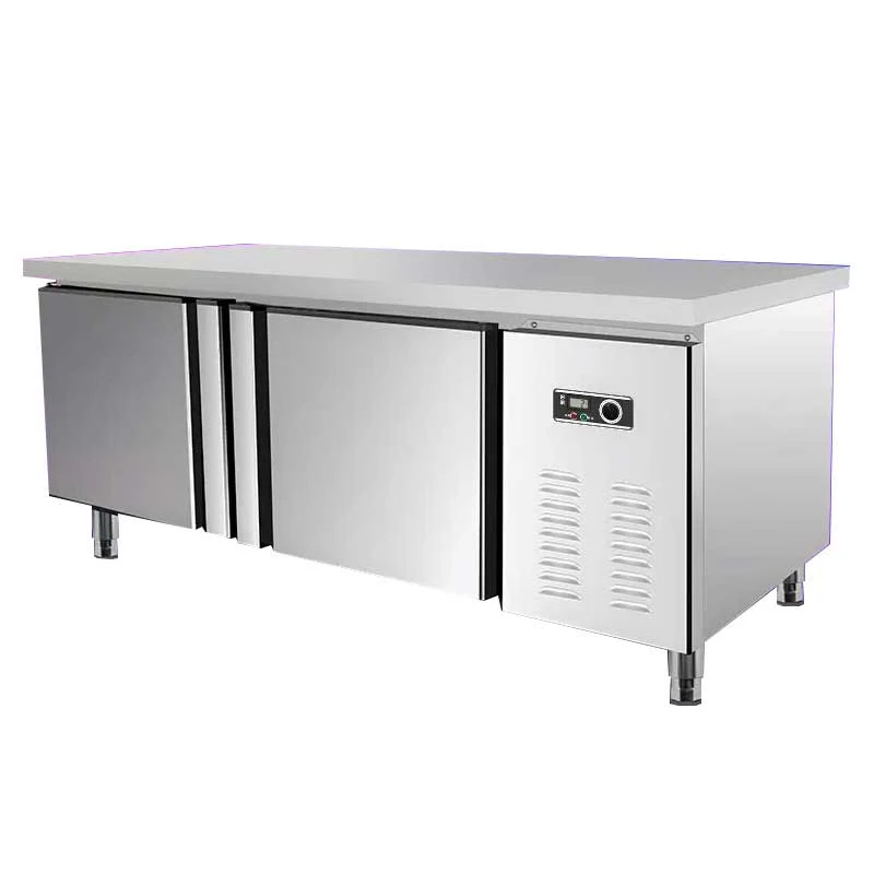 Commercial stainless steel fresh-keeping freezer cabinet Restaurant kitchen refrigeration worktable.