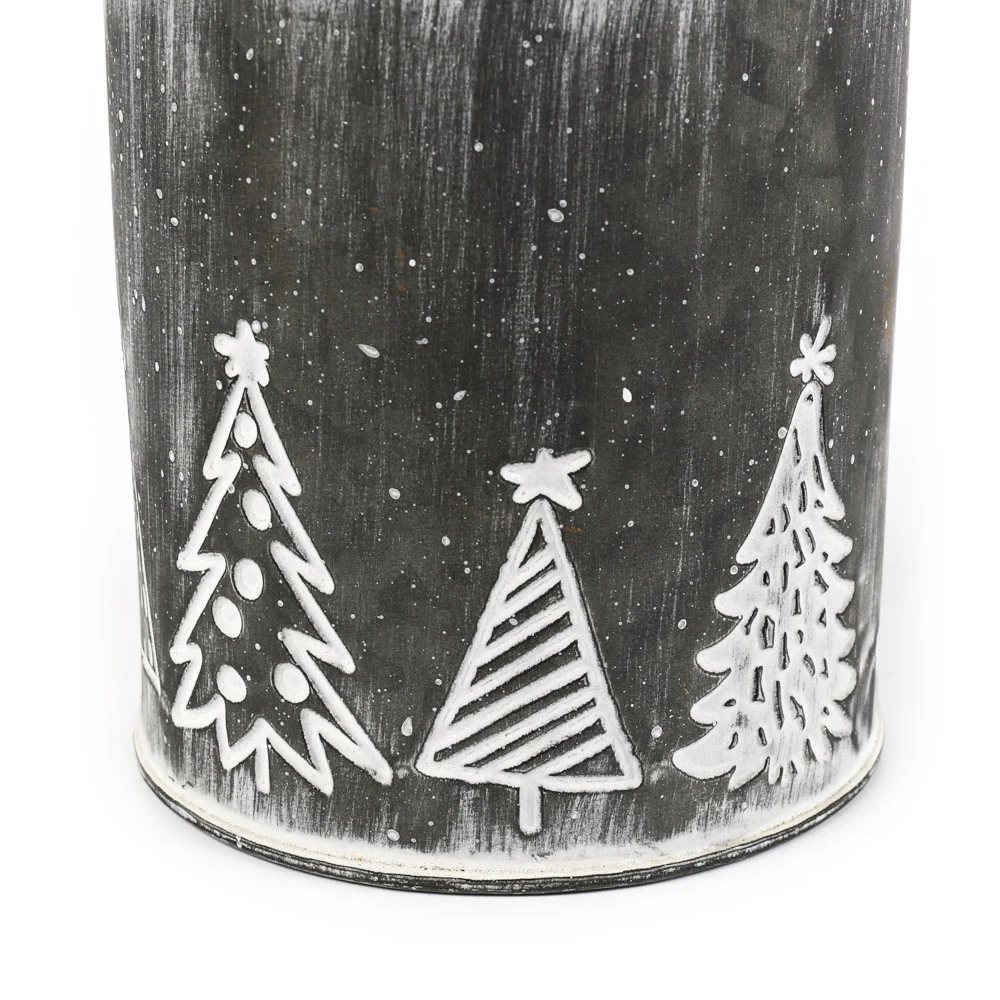 Christmas Vintage Metal Galvanized Iron Flower Jug with Handle for Fireplace Decoration  container  packing/giftpacking