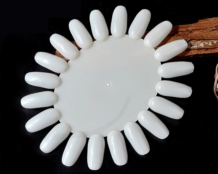 20pcs Natural Circle ABS Plastic Nail Polish Color Palette Chart Oval Nail Color Display Practice Wheel Board