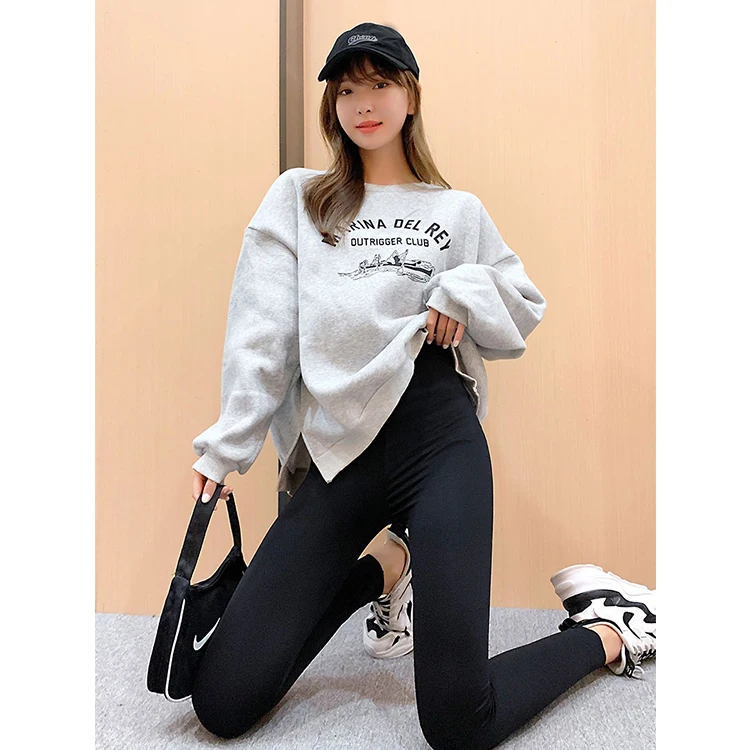 Shark leather leggings women summer black tight