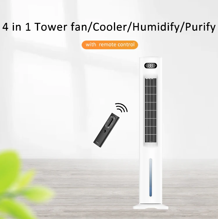 Newest Remote Control Tower Fan Electric Summer Cooling and Humidifying Air Cooler with 7L Water Tank Used