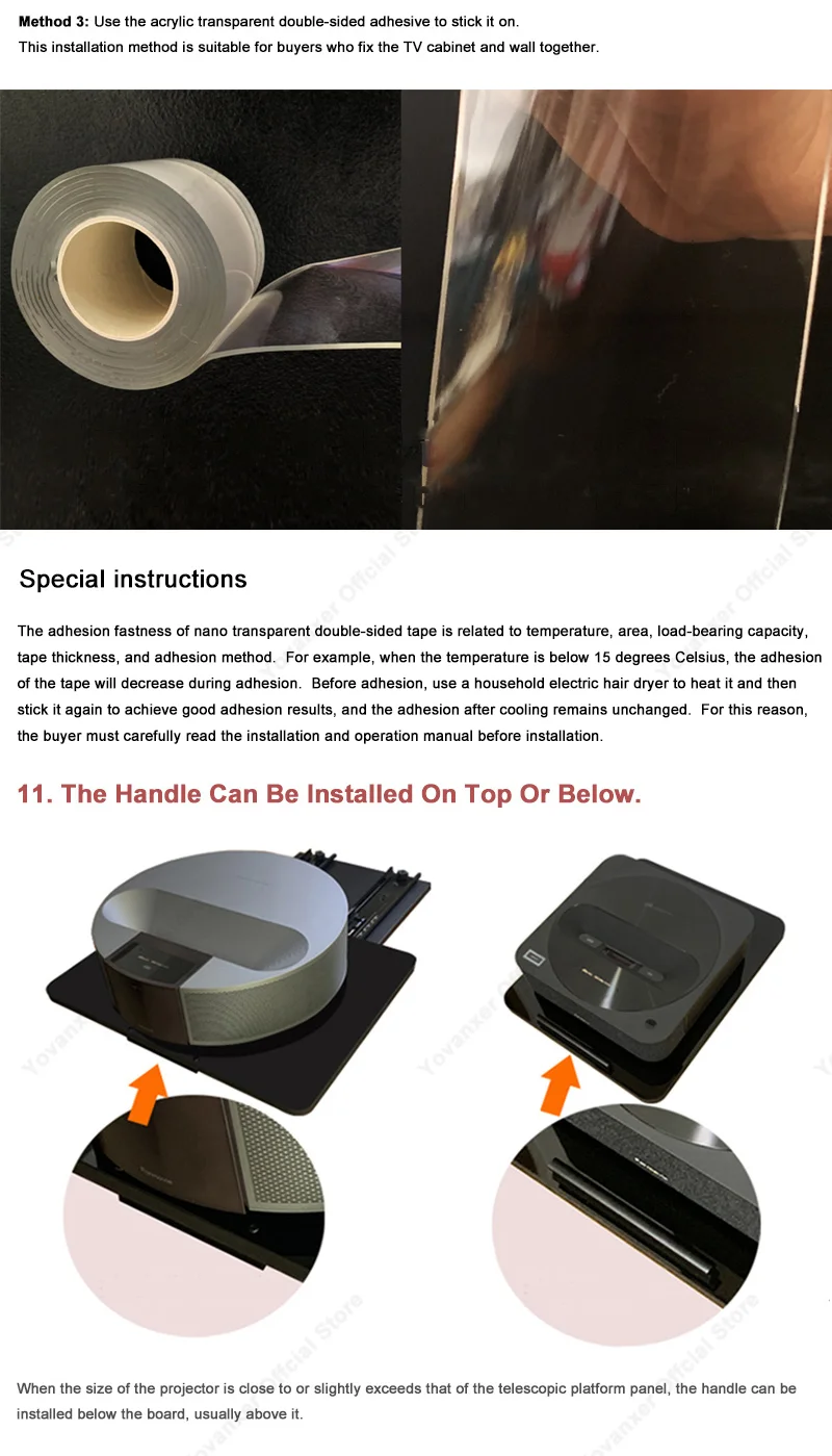 Up And Down Adjustment UST Laser TV Projection Telescopic Stage,Available in A, B and Fmodels Projector expansion table