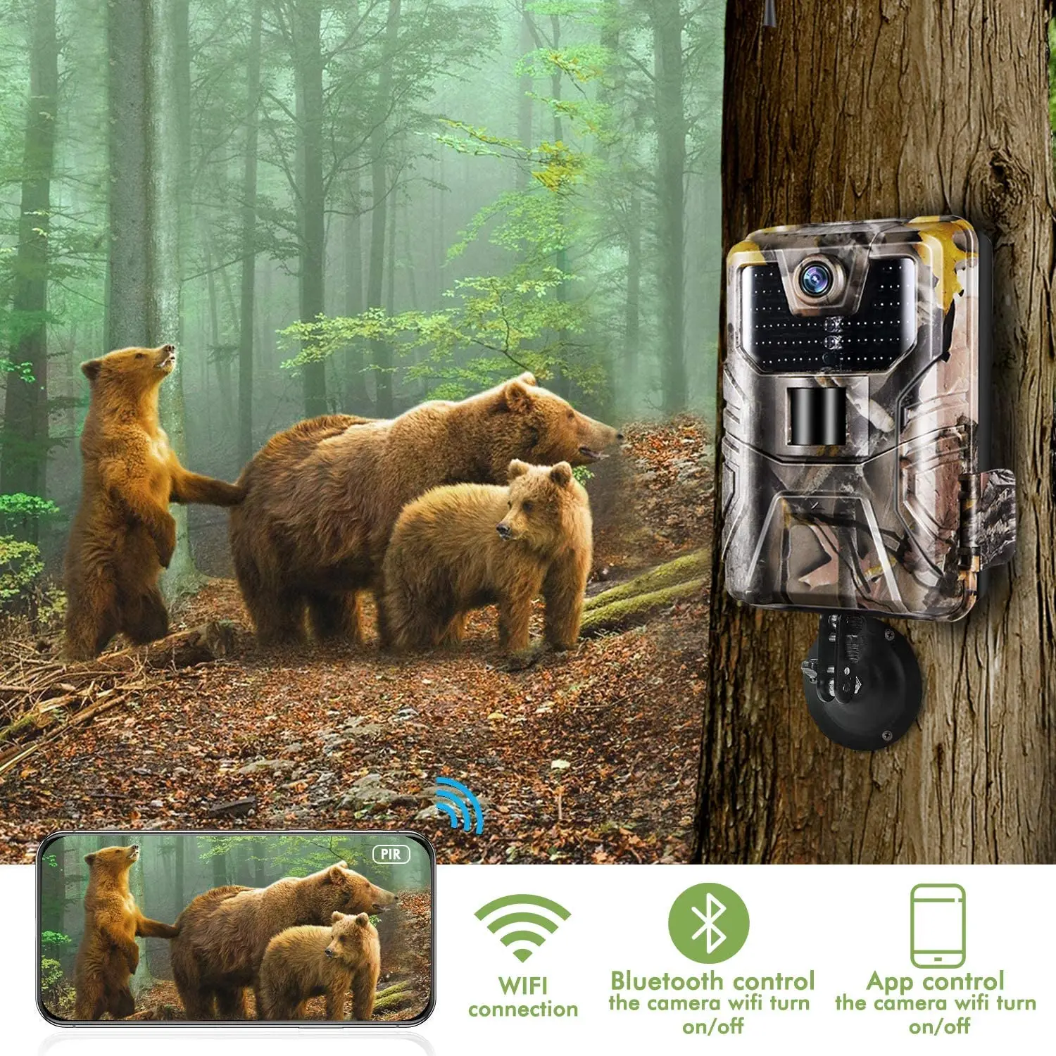 Weatherproof 0.3s Wildlife Night Vision Digital Trail WiFi Hunting Thermo Camera WiFi900Pro Camouflage Infrared Camera