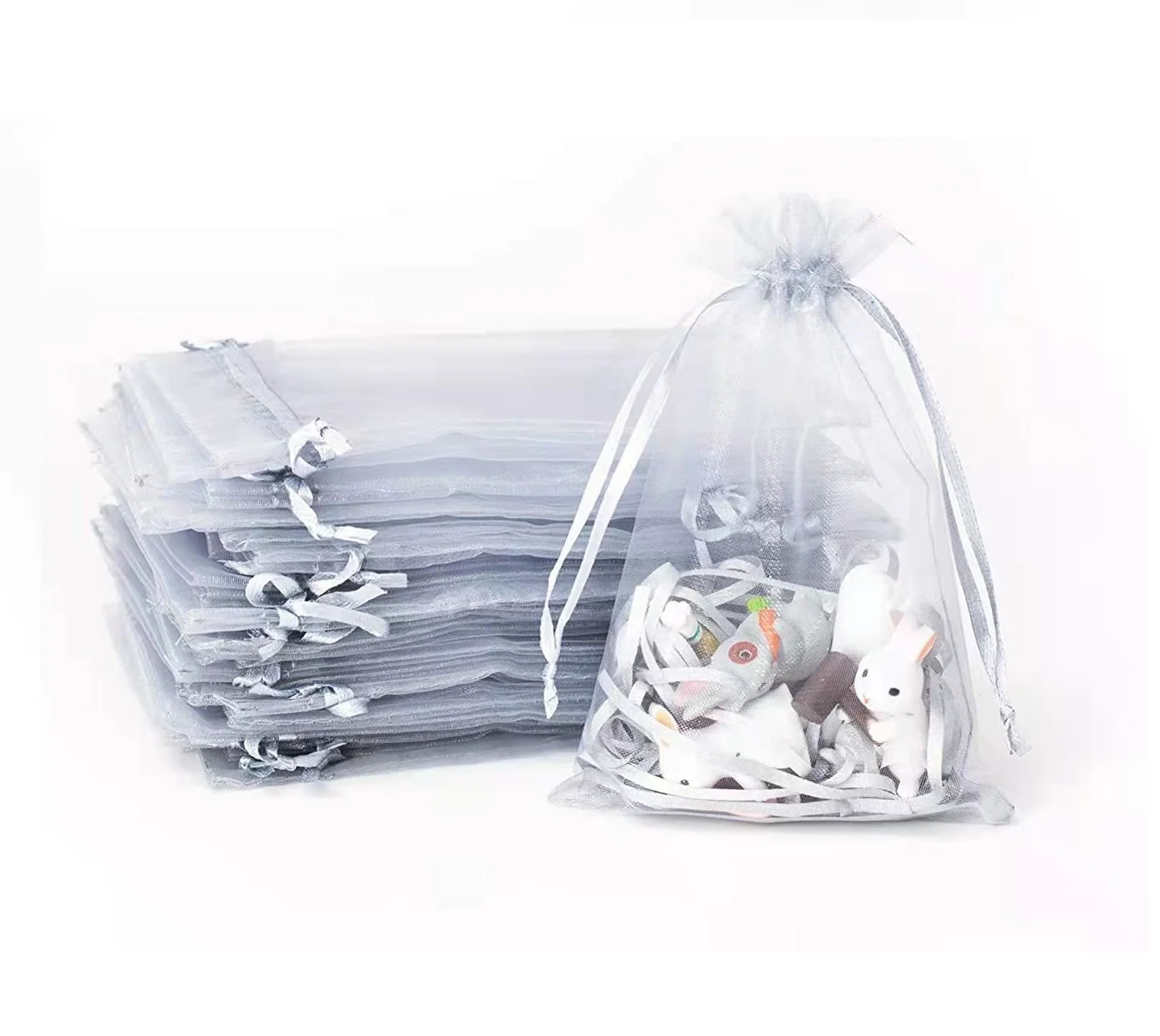 Unique Design Hot Sale Jewelry Bag Packaging Gift Drawstring Candy Bag White Organza Bags