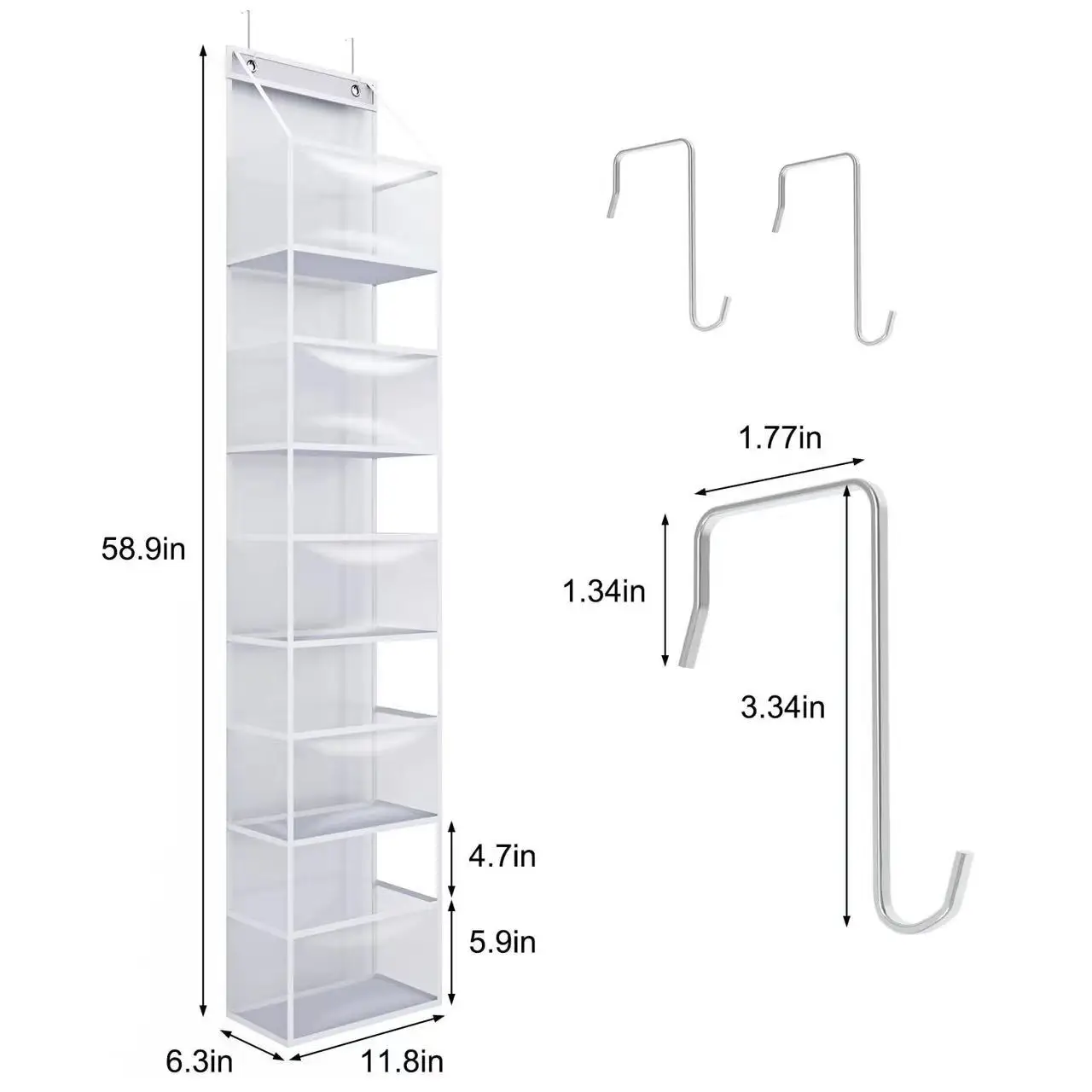 5-shelf Over Door Hanging Organizer Door Storage Organizer With Transparent PVC Window Mesh  Pocket Storage Organizer