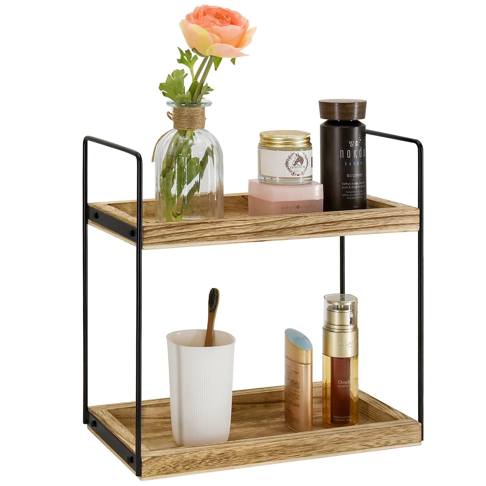 2 Tier Bathroom Organizer Counter Storage Shelf, Bathroom Rack for Makeup Cosmetic Perfume Skincare Bathroom Supplies