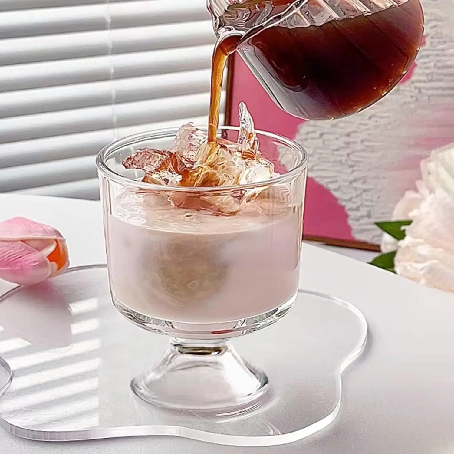 Wine Water Whiskey Glasses Cute Footed Glass Dessert Bowls perfect for Dessert Ice Cream Fruit and Christmas Holiday Party