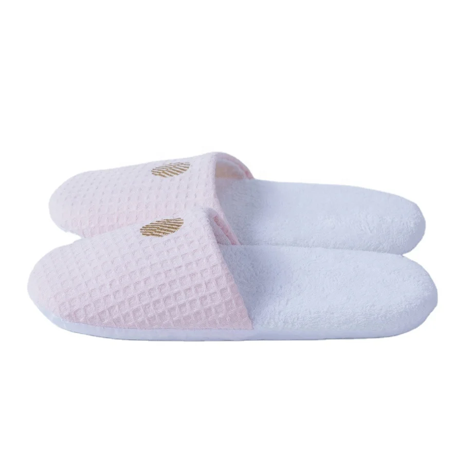 High grade Coral Suede Waffle Slippers with non-slip soles for travelling spa women use