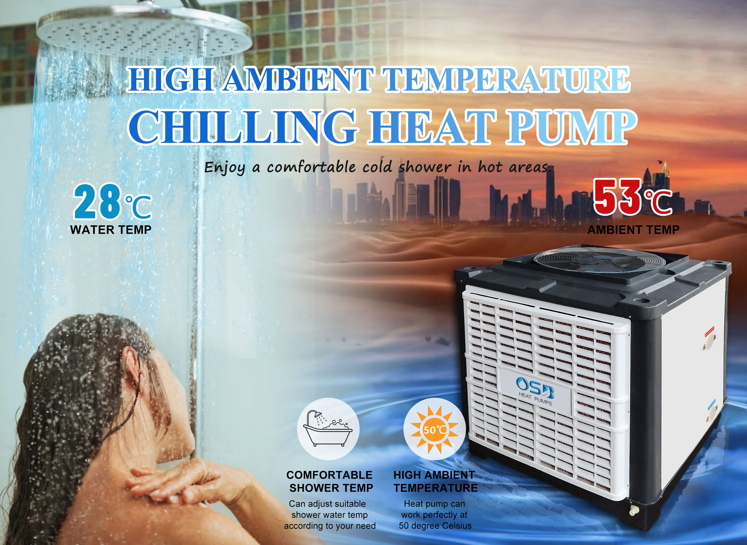 Osb Air Source Heat Pump Temperature Sensor For Water Chiller 1/3 Hp Water Chiller Water Cooling Chiller System