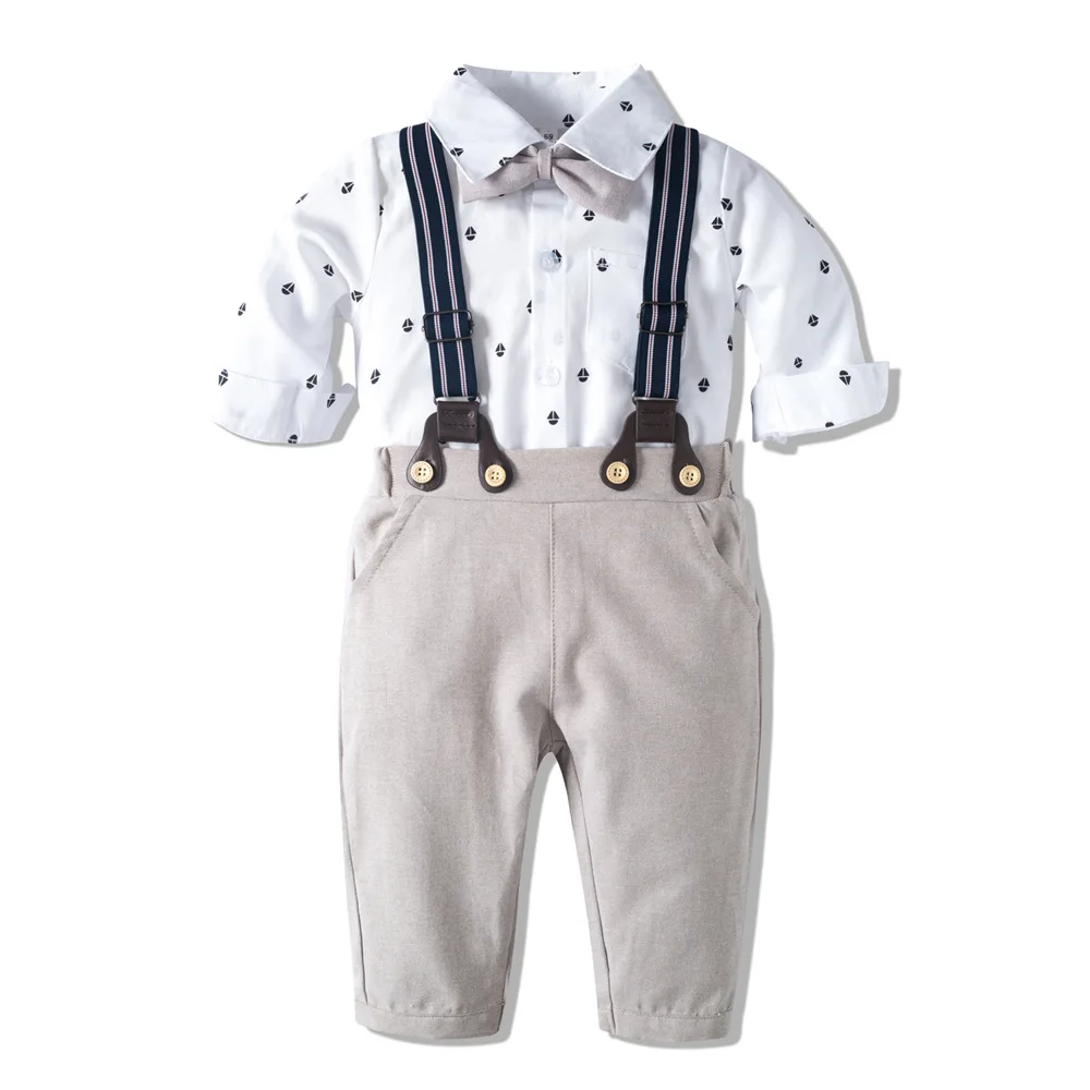 Wholesale autumn infant clothes newborn long-sleeved romper suit Male baby fashion clothing sets