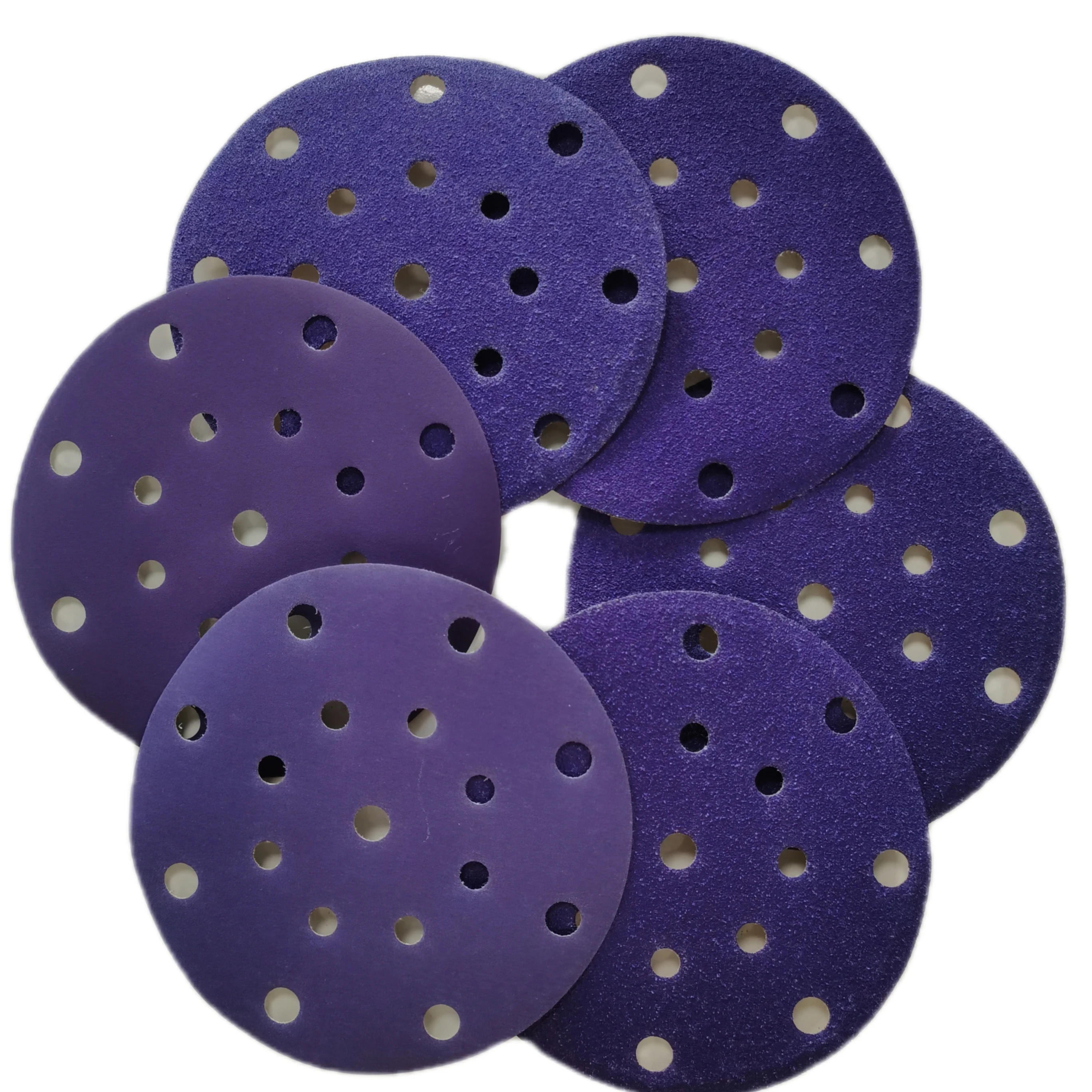 6 Inch 150mm sand paper abrasive 17 Holes 40-2000 Grits purple Hook and Loop Professional Ceramic Round Sanding Discs for car