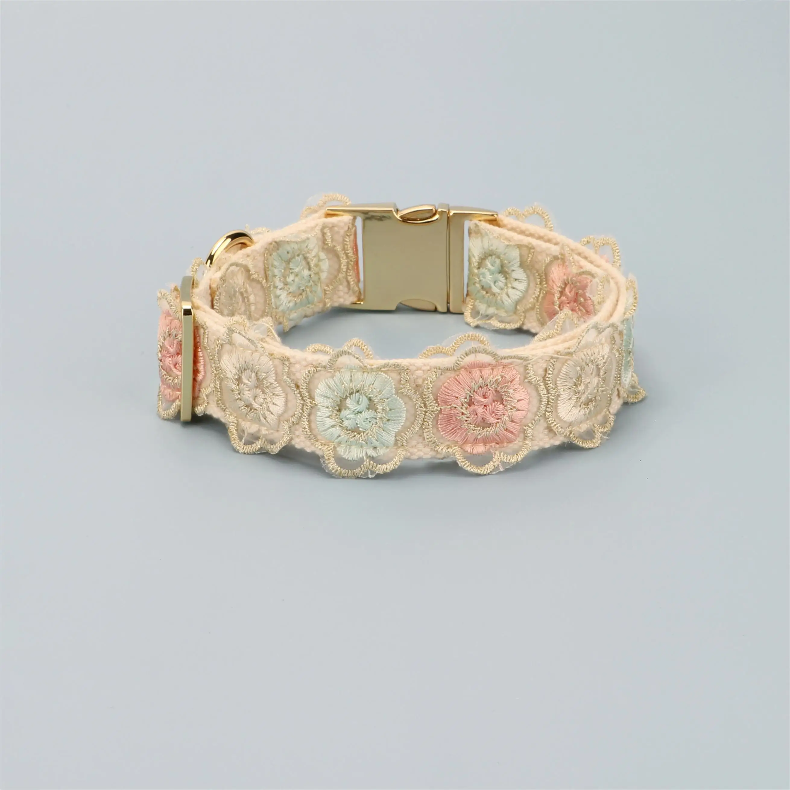 DFY Newest Design Pet Collar And Leash Lace Beads And Lace Floral Decorations 100% Cotton dog collar and rope