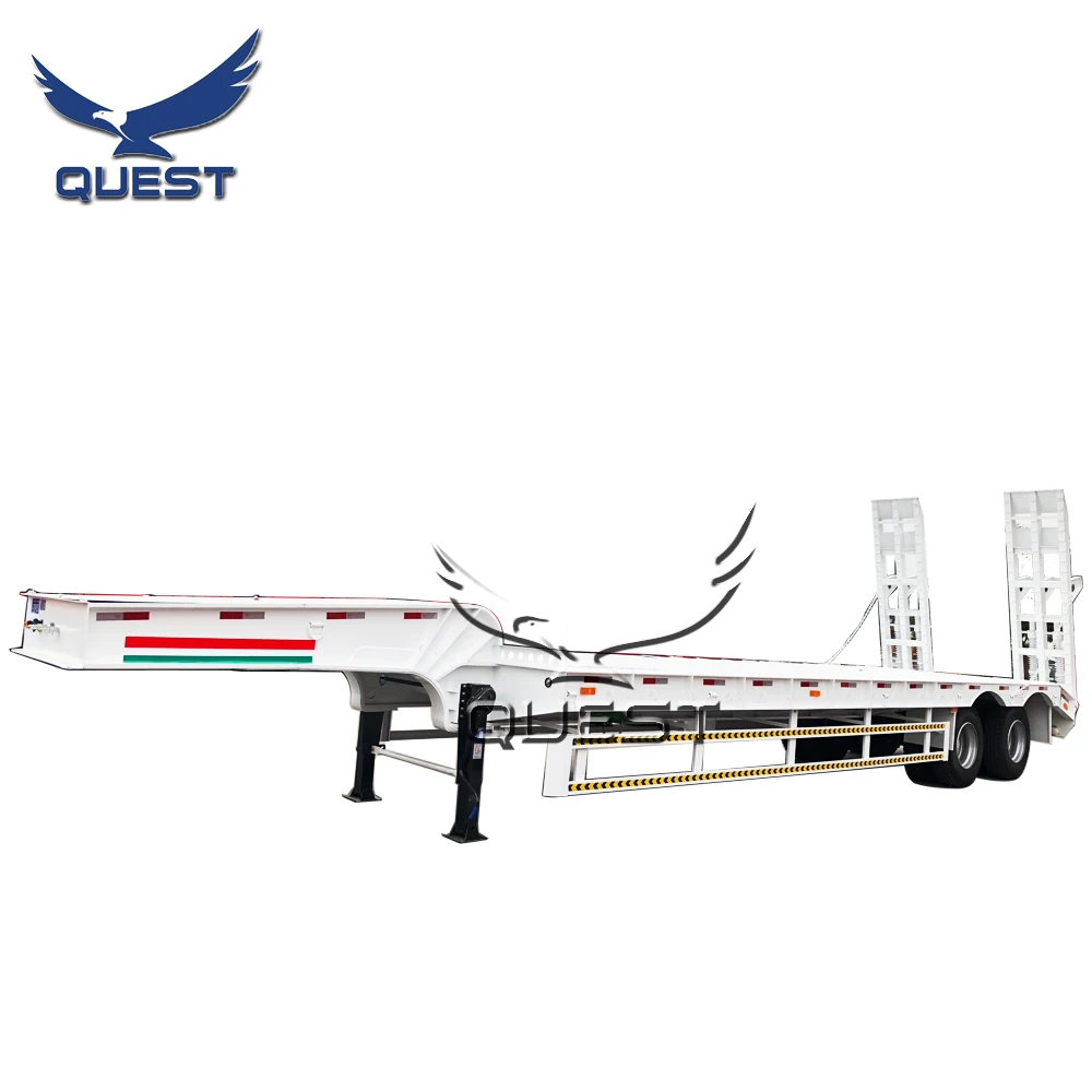 Factory 2 Axles 40 Tons 60Tons Low Loader, Low Bed Semi Trailer With Bogie Suspension