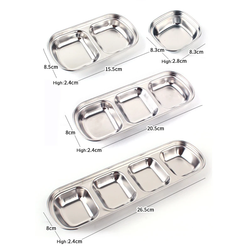 304 Stainless Steel BBQ Pepper Roast Meat Sauce Dishes Bowl Separate Sushi Vinegar Soy Plates Tableware Food Seasoning Tray