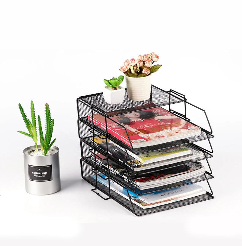 4-layers Metal Mesh Document Storage  Office Desk Organizer and Accessories