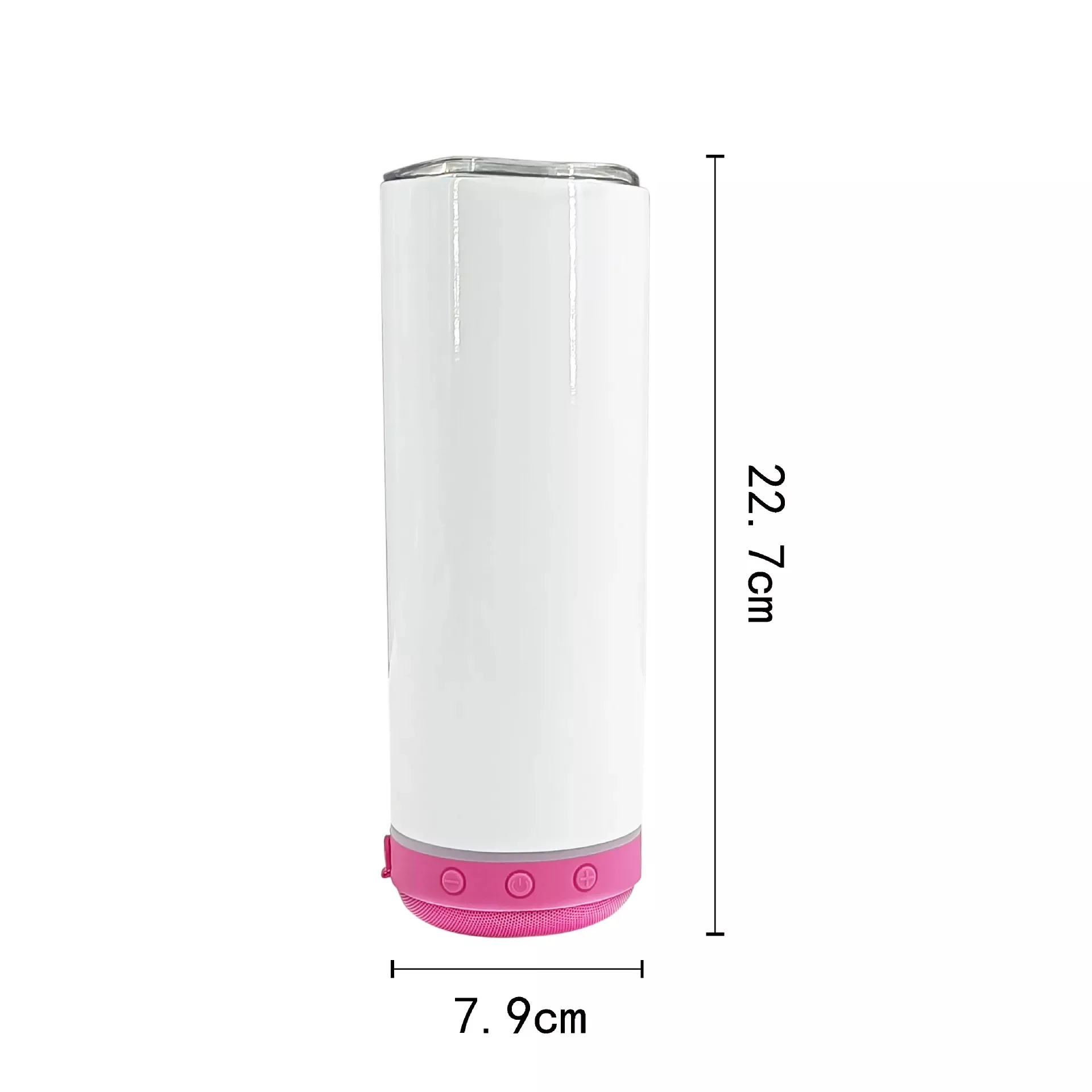 Smart 20oz White Sublimation Blanks Straight Speaker Tumbler Display Water Bottle USB Charging for DIY Printing