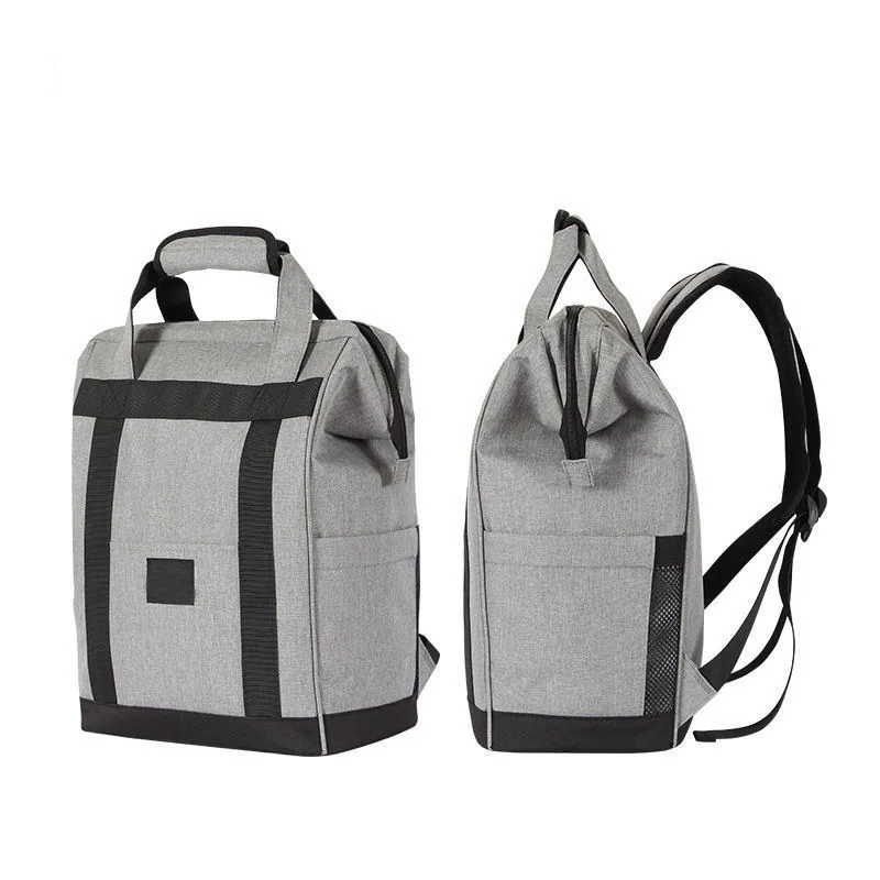 Lesgazers Large Capacity Cooler Backpack 30 Cans Lightweight Insulated Gray Backpack Cooler Leak-proof Oxford Camping Bag