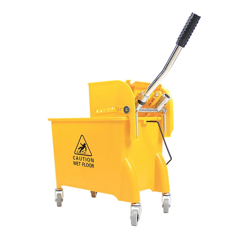 Wholesale Round Yellow Plastic Flat Floor Cleaning Mop Plastic Bucket Set Supplier With Wringer 360
