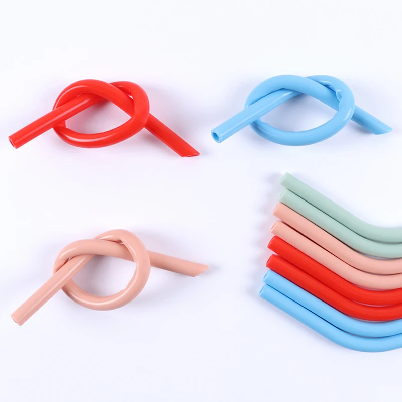 Мягкая короткая многоразовая силиконовая стеклянная соломинка стандартного размера на заказ, Коктейльная соломинка, подходит для детских чашек