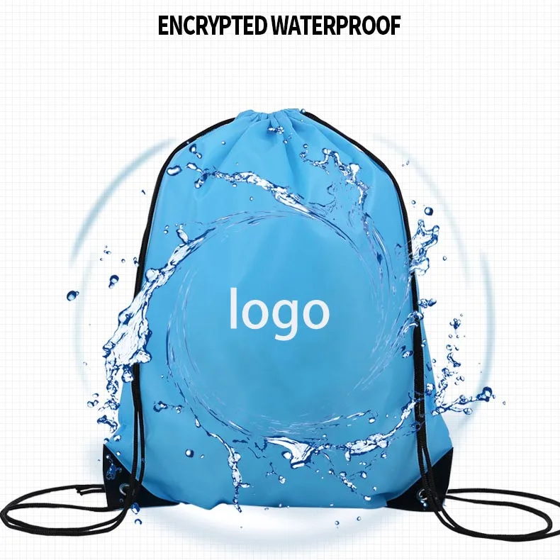 High Quality Cheap Custom Logo Bags 210d Polyester Draw string Sports Backpack Promotional custom