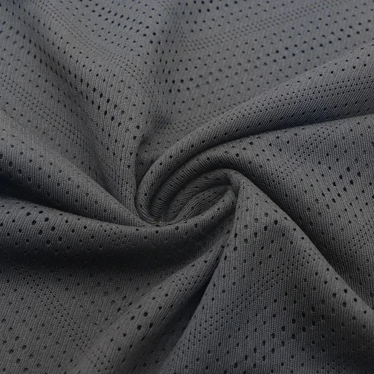 Recycled Breathable Mesh Fabric 100% Polyester Dyed Warp Mesh Eyelet Sportswear Fabric For Soccer Football Basketball Jersey