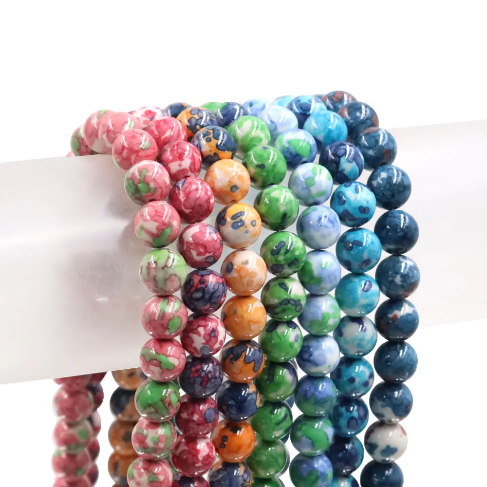 Stock For Sale 10mm stone loose beads high quality natural stone beads colorful round beads for jewelry making
