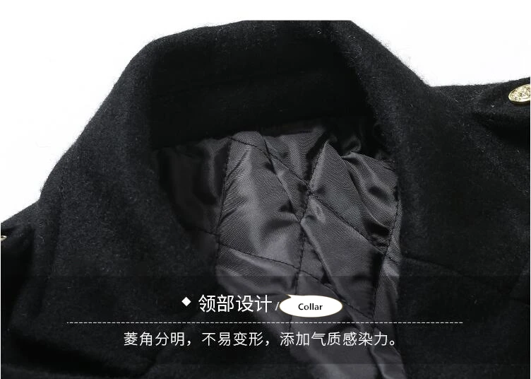 Uperior Quality Fashion Long Classical Black Airline Stewardess Pilot Uniform Coat  Real Fur Coat Women Wool Coat For Ladies