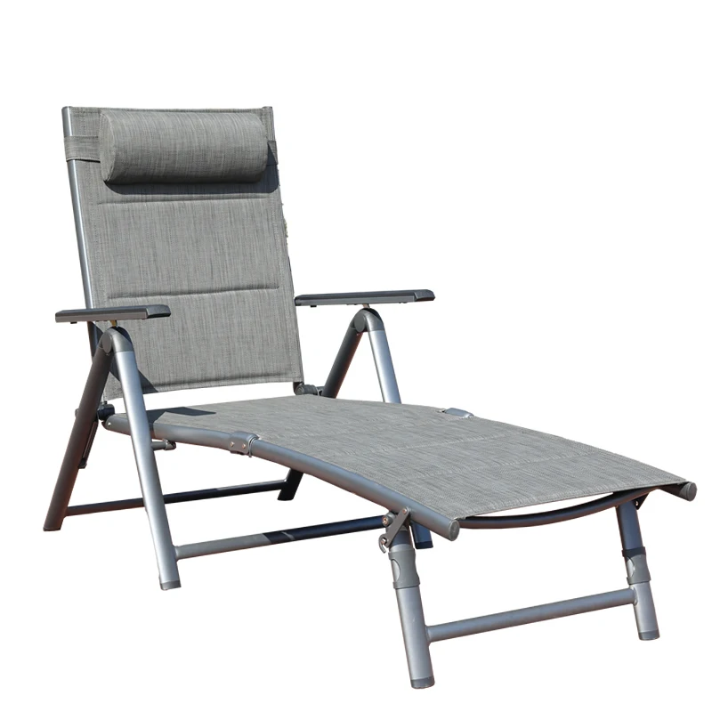 Outdoor Chaise Lounge Chair Leisure Casual Aluminum Folding Chair with 7 Adjustable Positions