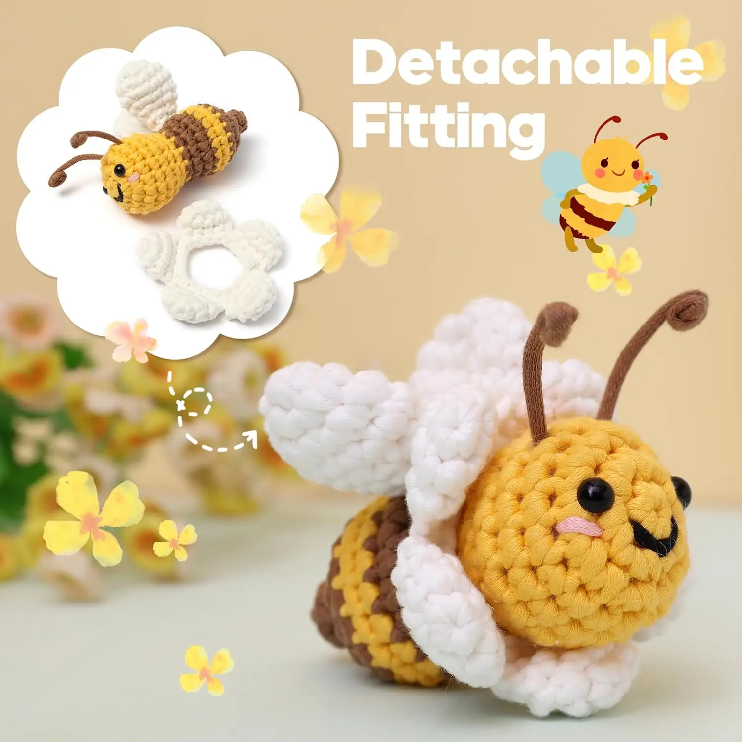 Animal Set DIY for Starters Adult Kids Teen Girl Gifts with Step-by-Step Video Tutorials Color Bee Crochet Kit for Beginners