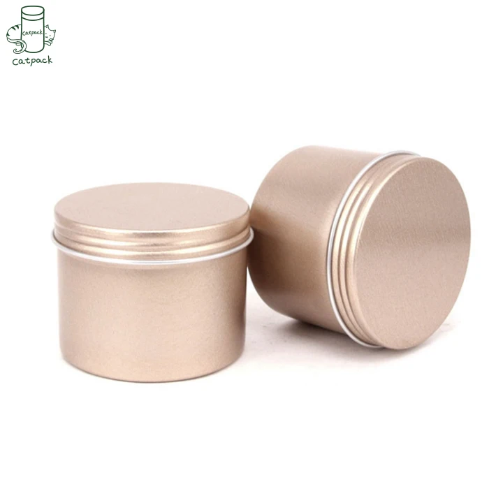 Wholesale Matte Gold Round Can Empty Metal Jar Cosmetic Food Grade Packaging Aluminum Cookie Wax Pomade Tins Can In Stock 120ml