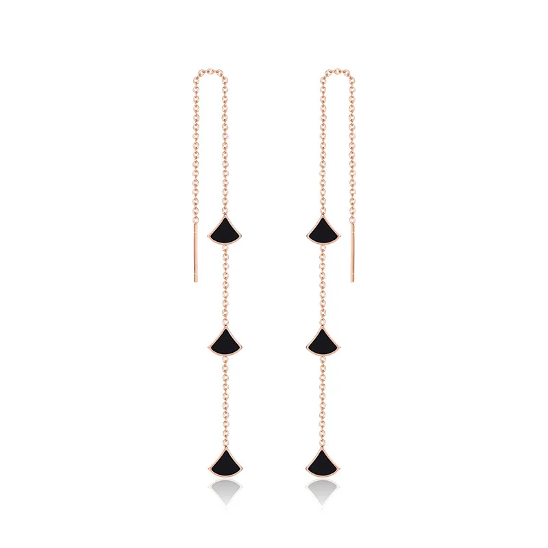 Tarnish Free High Quality Stainless Steel Geometry Sector Tassel Earrings