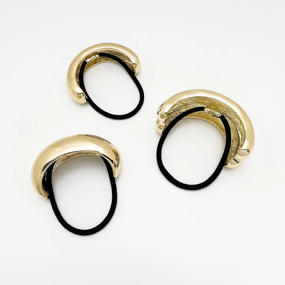2024 Fashion Elegant Golden Metal Hair Tie Smooth Elastic Hair Loop Chic Hairband Hair Jewelry Accessories for Women Girls