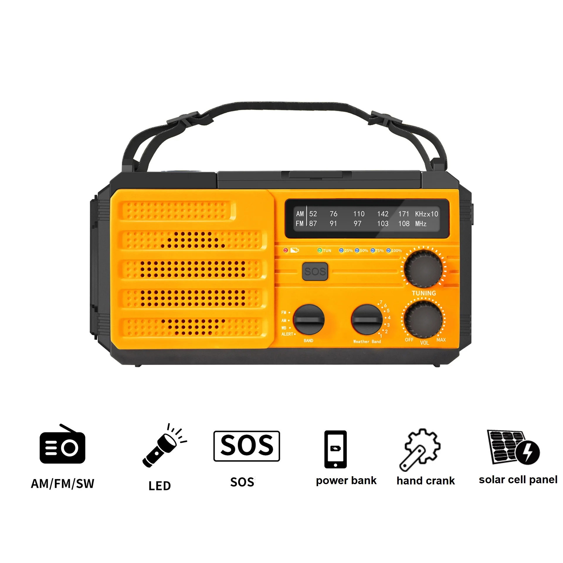 2022 Новое поступление портативная ручная Солнечная зарядка FM AM WB аварийное радио с динамиком фонарик светодиодная