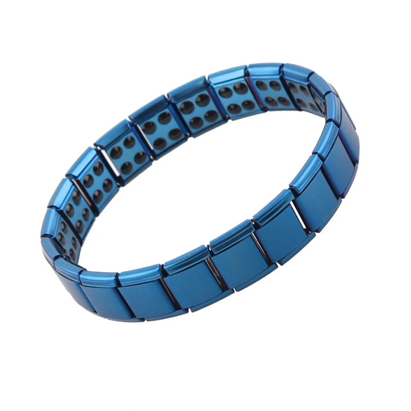 Blue Color 2 Row Magnetic Bracelet For Men Woman Stainless Steel Elastic Health Balance Bracelet Jewelry Wholesale