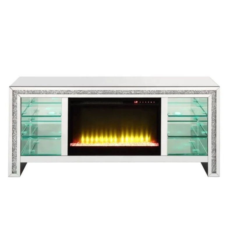 Simple modern living room home decor Noralie mirrored crystal diamond TV Stand furniture for TVs