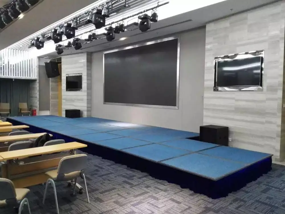 
Sturdy And Durable Carpet Fabric Foldable Metal Movable Event Mobile Stage for party event 
