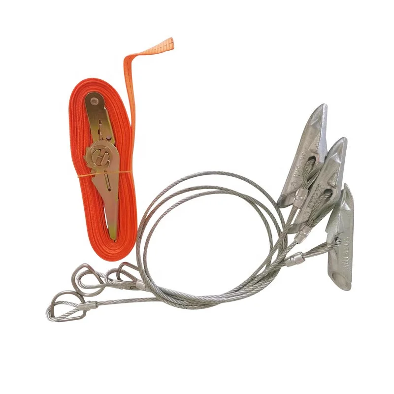 Ground Anchor Stake Earth Anchors head with Galvanized Cable with Thimble Eyelet for outdoor structure tree root ball